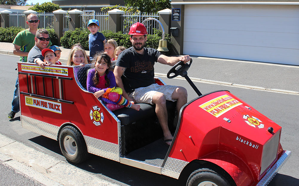 Fire truck Ride On - available for hire from Blackball Rentertainment