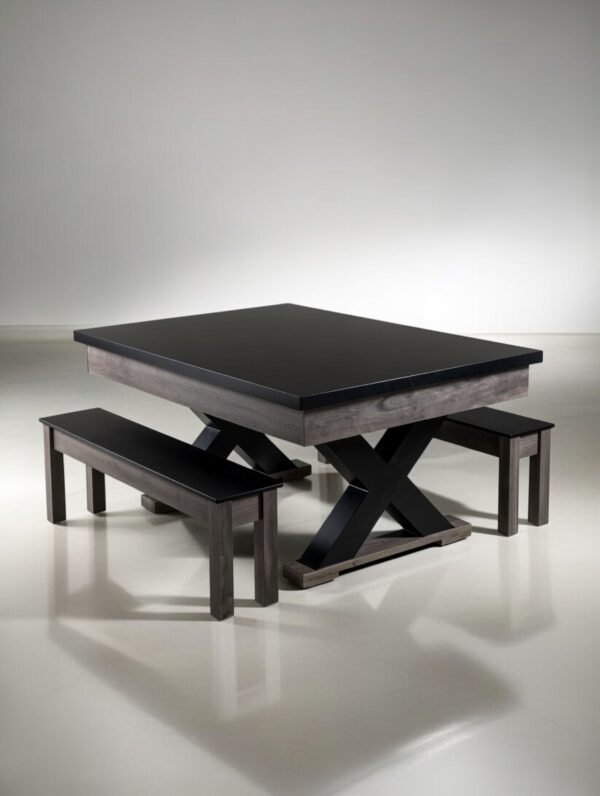 X Leg Pool Table With Matching Benches and Top