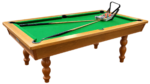 Preowned Solid Oak Pool Table with Dining Top & 6 Matching Chairs