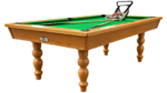 Preowned Solid Oak Pool Table with Dining Top & 6 Matching Chairs